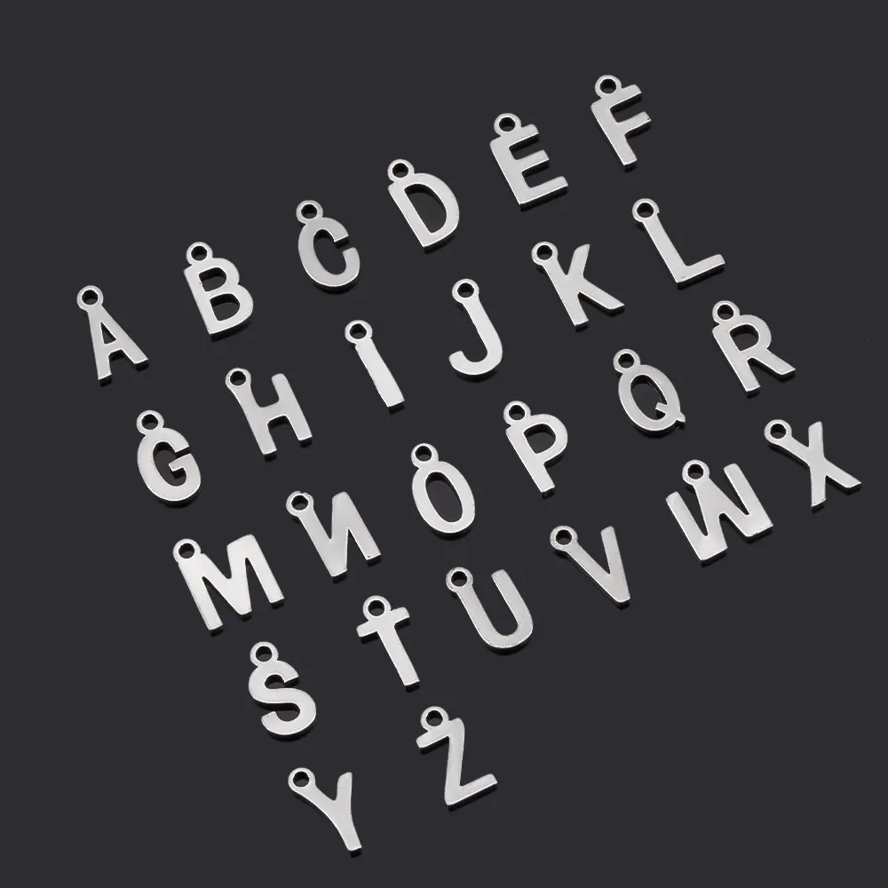 Ciondoli Lettere Inglesi In Acciaio Inossidabile Ciondoli Alfabeto Lucidato Per Accessori Per La Creazione Di Gioielli Collana Bracciale DIY