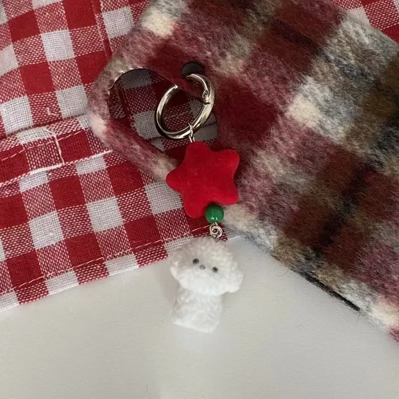 Cute Plush Dog Bear Keychain Felt Star Bead Bag Charm Hanging Ornament Accessories For Handbags Backpacks