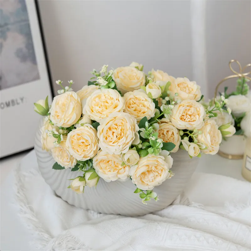 Fleurs De Pivoine Artificielles Roses En Satin Bouquet De Renoncules Pour Décoration De Mariage Arrangement Floral Réaliste