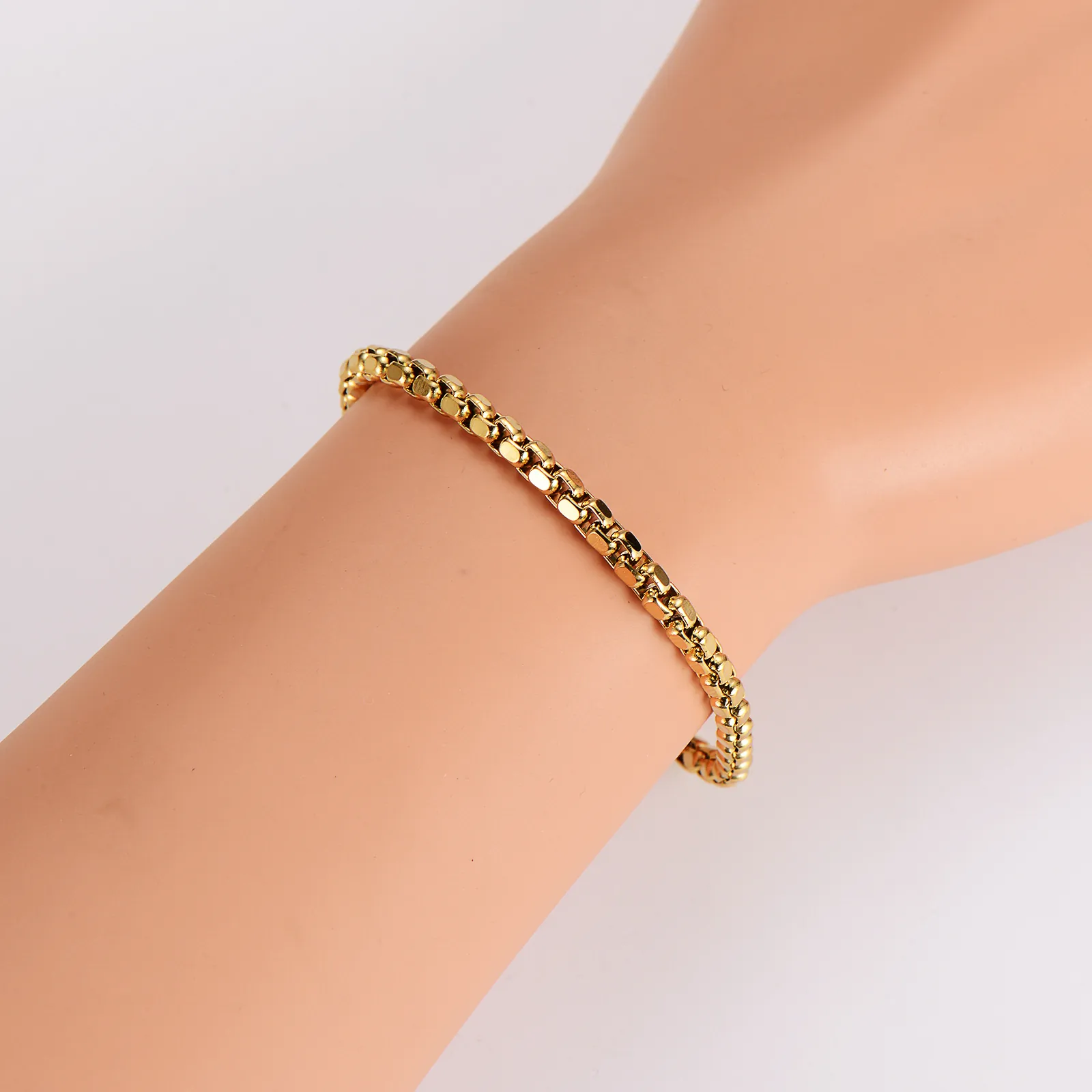 Minimalist Box Chain Necklace Bracelet 304 Stainless Steel 18K Gold Plated Punk Hip Hop Streetwear Jewelry Unisex