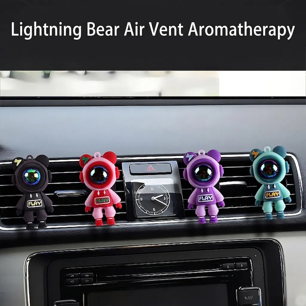 Car Air Vent Aromatherapy Diffuser Astronaut Bear PVC Fragrance Clip Ornament Interior Decoration Electroplated Visor