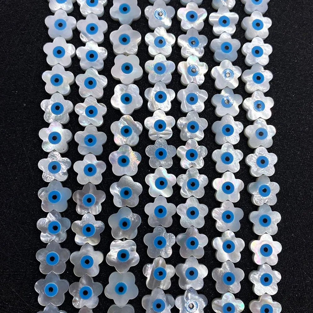Natuurlijke Zeeschelp Bloemenkralen Boze Oog Pruimenbloesem Druppelolie Kunstparelmoer Losse Kralen Voor DIY Sieraden Maken