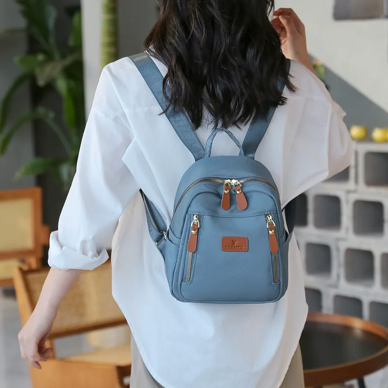 Fashion Women Mini Backpack Nylon Waterproof Lightweight Multi Pocket Daily Commute Travel Bag Temperament
