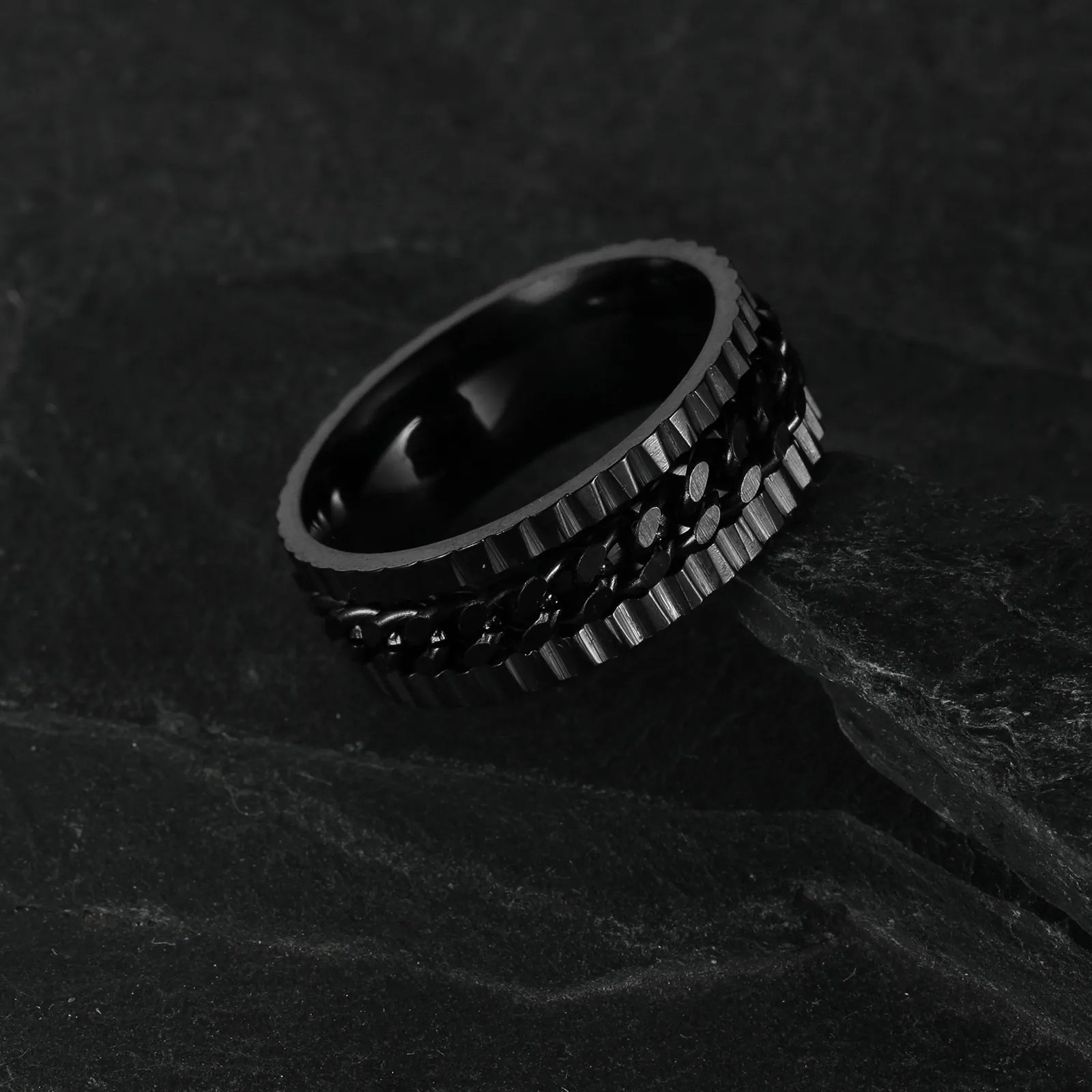 Punk 304 Edelstahl Spinner Ring Für Herren Getriebe Kante Kette Eingelegt Fingerring Retro Industrial Stil Dekompression Schmuck