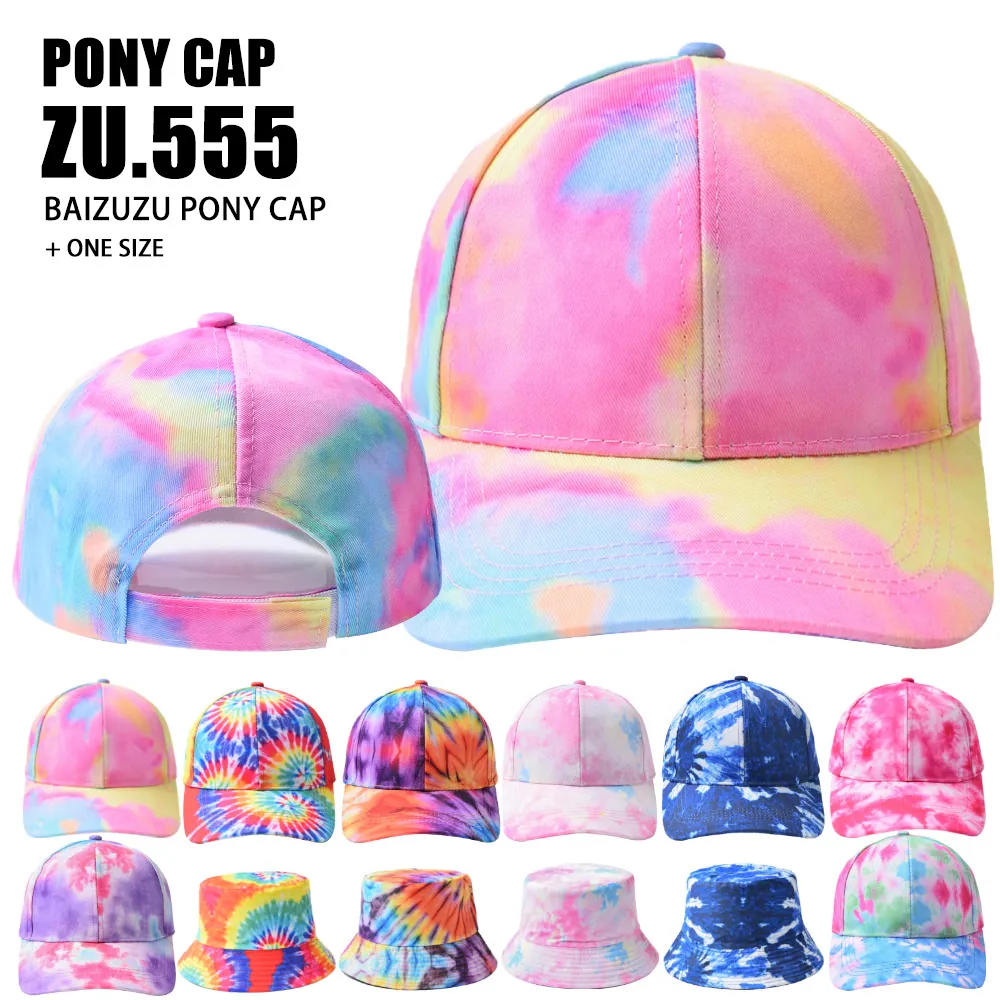 Tie-Dye Cotton Baseball Cap And Bucket Hat Unisex Casual Adjustable Sun Protection Summer Streetwear Fashion Accessory