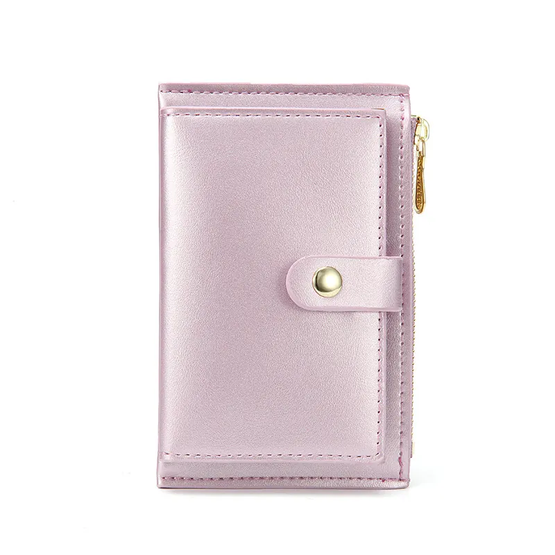 Porta Carte Donna Pelle PU Metallico Perla Artificial Lucentezza Cerniera Portamonete Multi Slot Per Carte Portafoglio Semplice