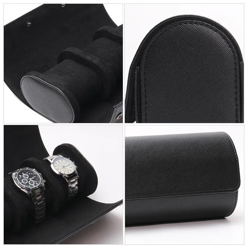Custodia da Viaggio per Orologi in Pelle PU di Lusso Scatola Porta Orologi Portatile Multicolore Con Morbida Fodera in Velluto