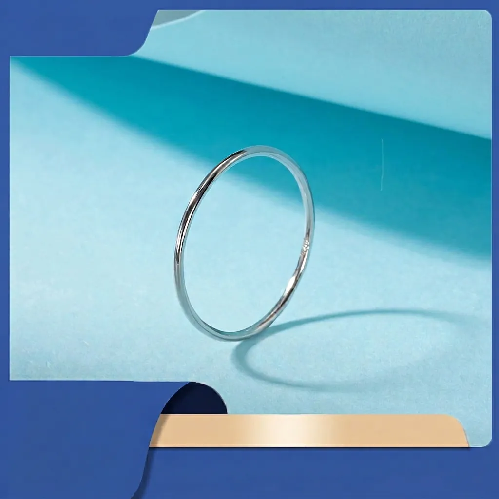 925 Sterling Silver Minimalist Smooth Round Band Ring For Women Vintage Elegant Tiny Finger Jewelry Gift Gold Silver