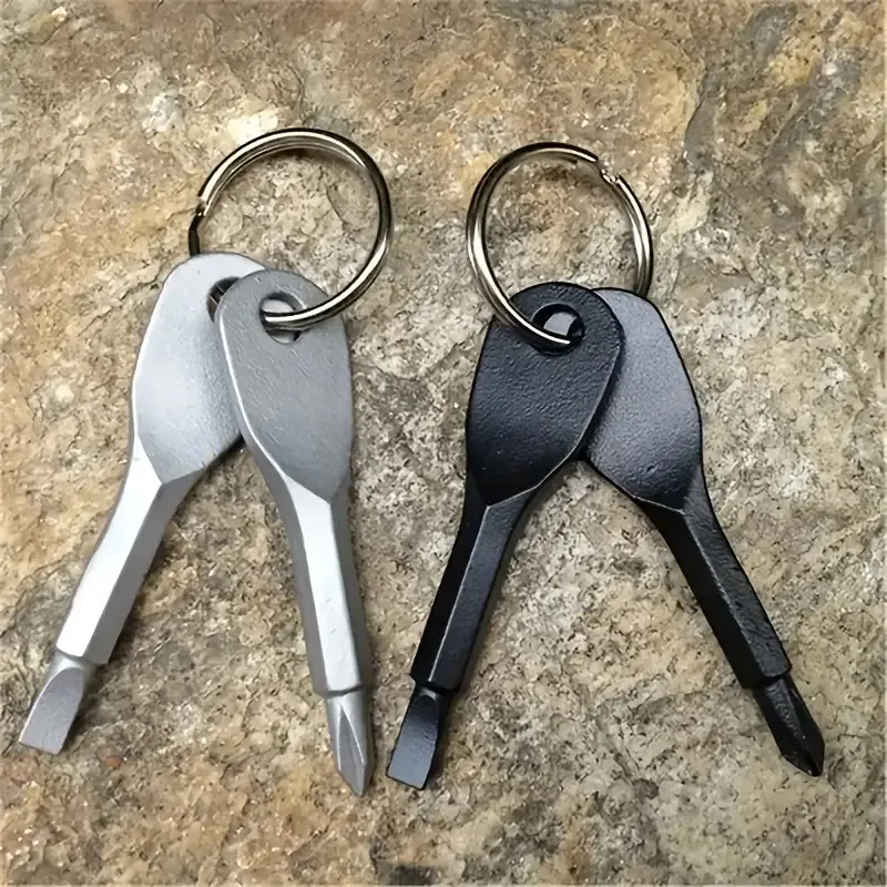 Set Portachiavi Cacciavite in Acciaio Inossidabile Portatile Per Uomo Donna Mini Cacciavite a Taglio e a Croce Strumento Tascabile Regalo