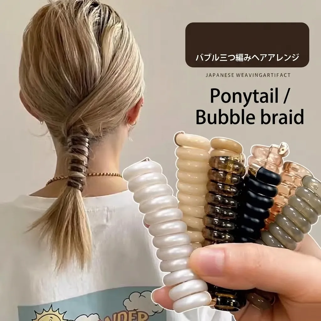 Élastiques À Cheveux Spirale Cordon Téléphone Résine Haute Élasticité Pinces À Cheveux Minimalistes Femmes Filles