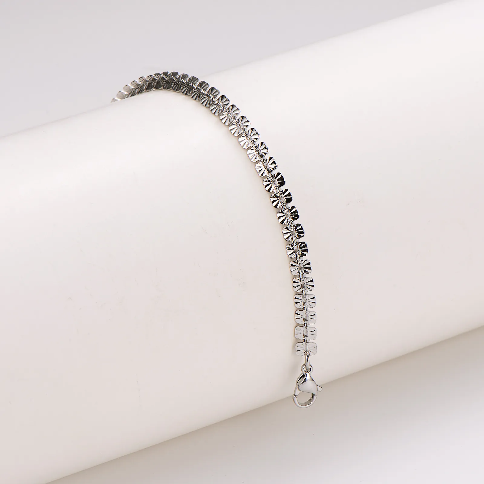 Faceted Geometric Chain Bracelet 304 Stainless Steel Minimalist Elegant Jewelry Women Adjustable Shiny Link Wristband