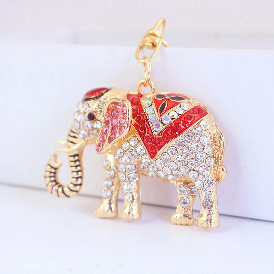 Portachiavi Elefante Carino Scintillante Strass Smalto Lega Di Zinco Animale Ciondolo Borsa Regalo Per Donne