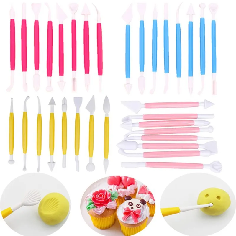 Fondant Cake Decorating Sculpting Tools Double Ended Plastic Metal Modeling Pens DIY Baking Sugar Craft Supplies