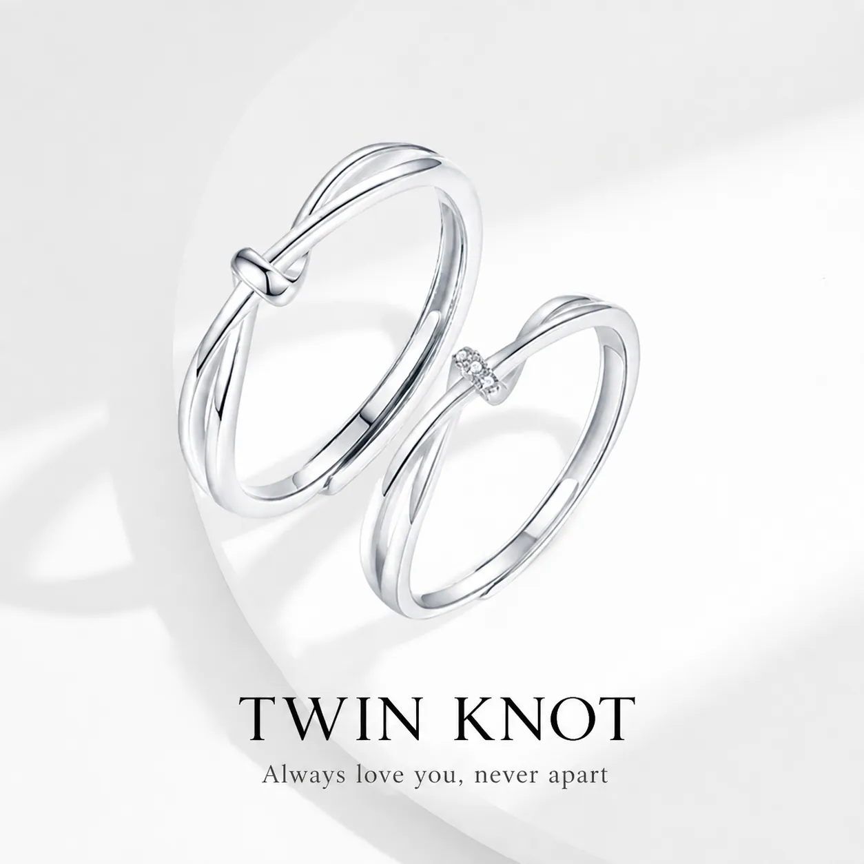 Koperen Möbius Knoop Koppel Ring Minimalistisch Zilveren Kleur Strass Verstelbare Opening Ring Voor Mannen Vrouwen Mode Sieraden Cadeau