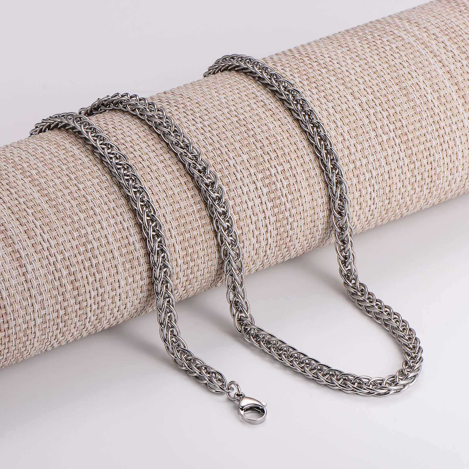 Men Fox Tail Chain Necklace Polished Stainless Steel Hip Hop Punk Style Jewelry Gift Heavy Link Accessory