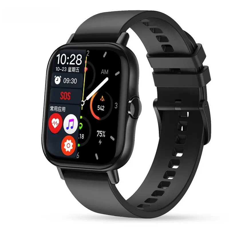 Aluminium Legering Siliconen Smartwatch Bluetooth Oproep Hartslagmeter Fitness Tracker Multifunctionele Sport Smartwatch