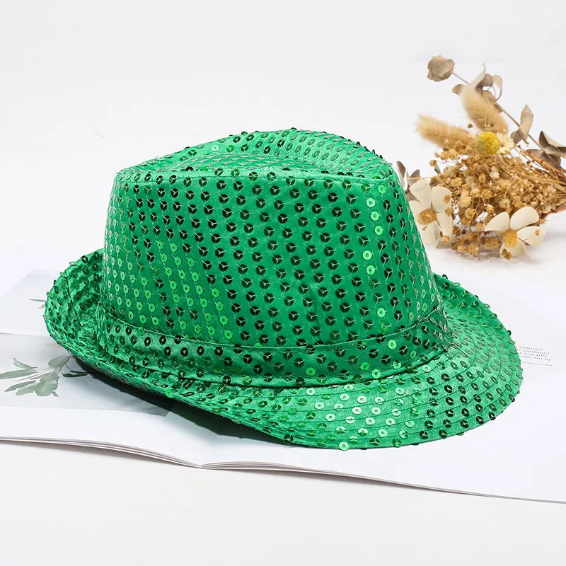 Chapeau Fedora À Paillettes Casquette De Jazz Performance Scène Fête Accessoire De Costume Pour Adultes Enfants