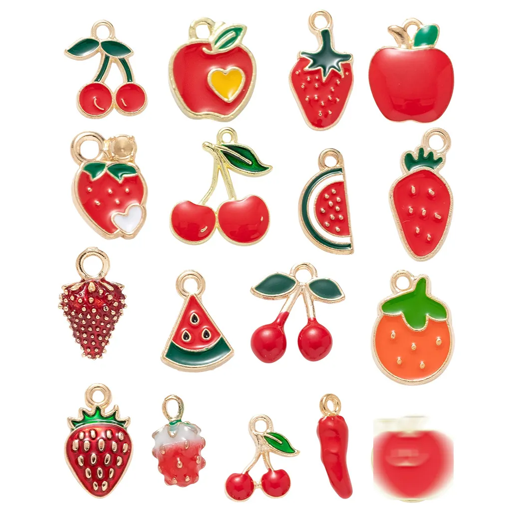 Fruit Flower Alloy Charms Enamel Drip Oil Pendants For DIY Jewelry Making Earrings Necklace Bracelet Crafting Accessories