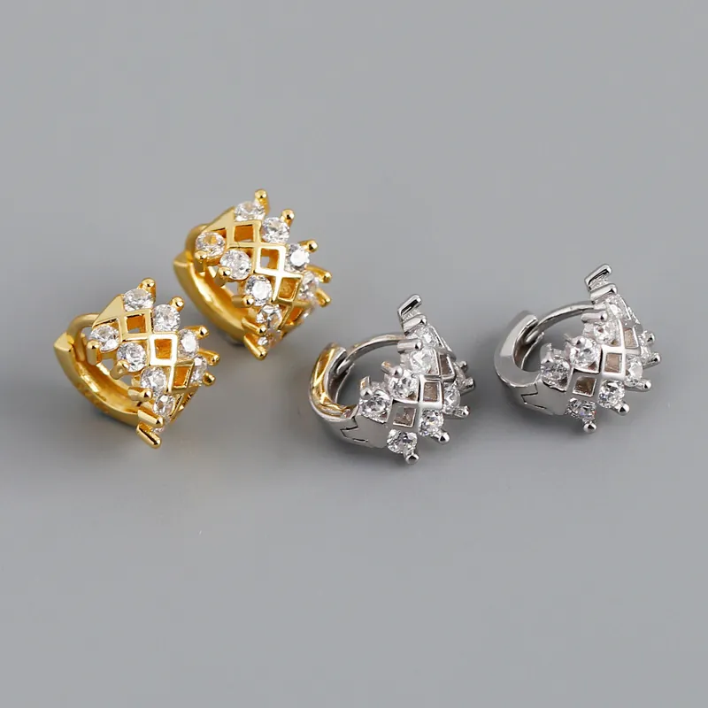 Lussuosi Orecchini a Cerchio in Argento Sterling 925 Per Donna Intarsiati in Zirconia Design a Rete Cava Gioielli di Moda