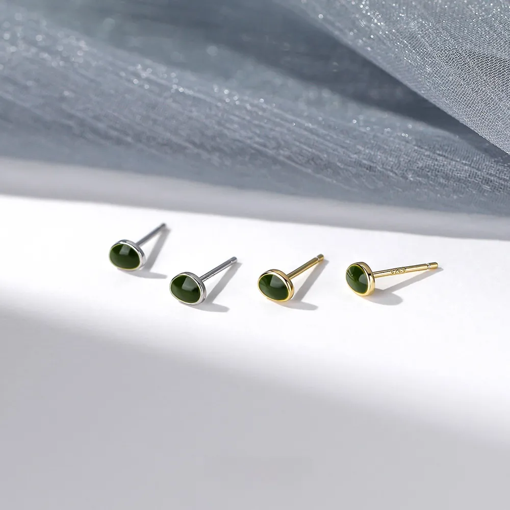 Orecchini a Bottone Avocado in Argento Sterling S999 Strass Verde Scuro Stile Foresta Retro Orecchini a Frutta da Donna Gioielli