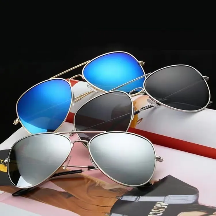 Aviator Sunglasses Metal Frame UV Protection Outdoor Driving Fashion Eyewear Unisex Classic Pilot Style Mirror Lens