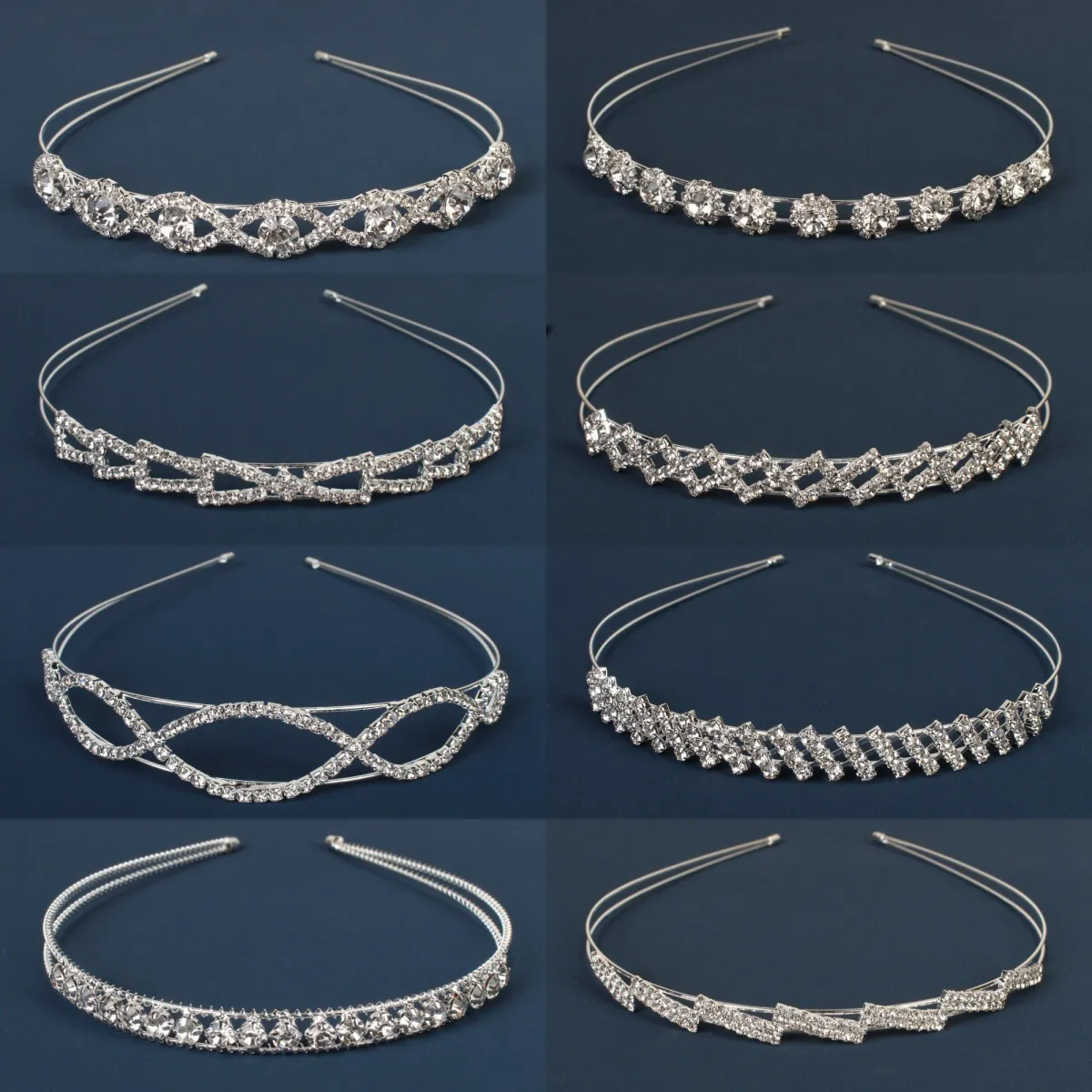Rhinestone Tiara Headband Korean Style Bridal Wedding Crown Hair Accessories For Women Princess Elegant Shiny Metal