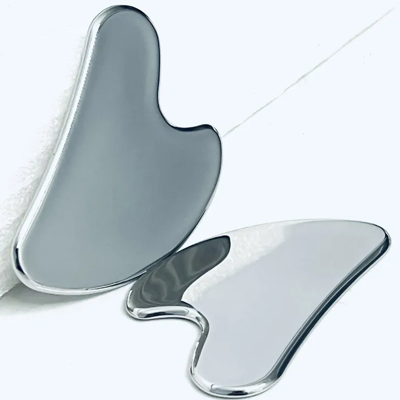 Outil Gua Sha En Acier Inoxydable 304 Masseur Facial Forme Coeur Pour Lifting Visage V Et Relaxation Musculaire Corps