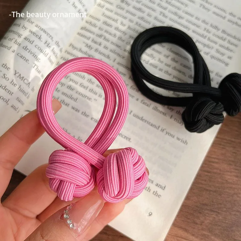 Élastiques À Cheveux Épaissis Double Cordon Tressé Cordes À Cheveux Nouées Porte Queue De Cheval Accessoires Femmes