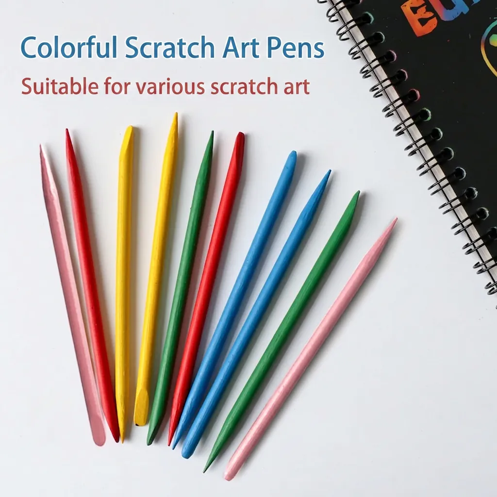 Penna Per Grattage In Bambù Colorato Strumento Di Disegno A Doppia Punta Per Pittura Fai Da Te Bambini Arte Creativa