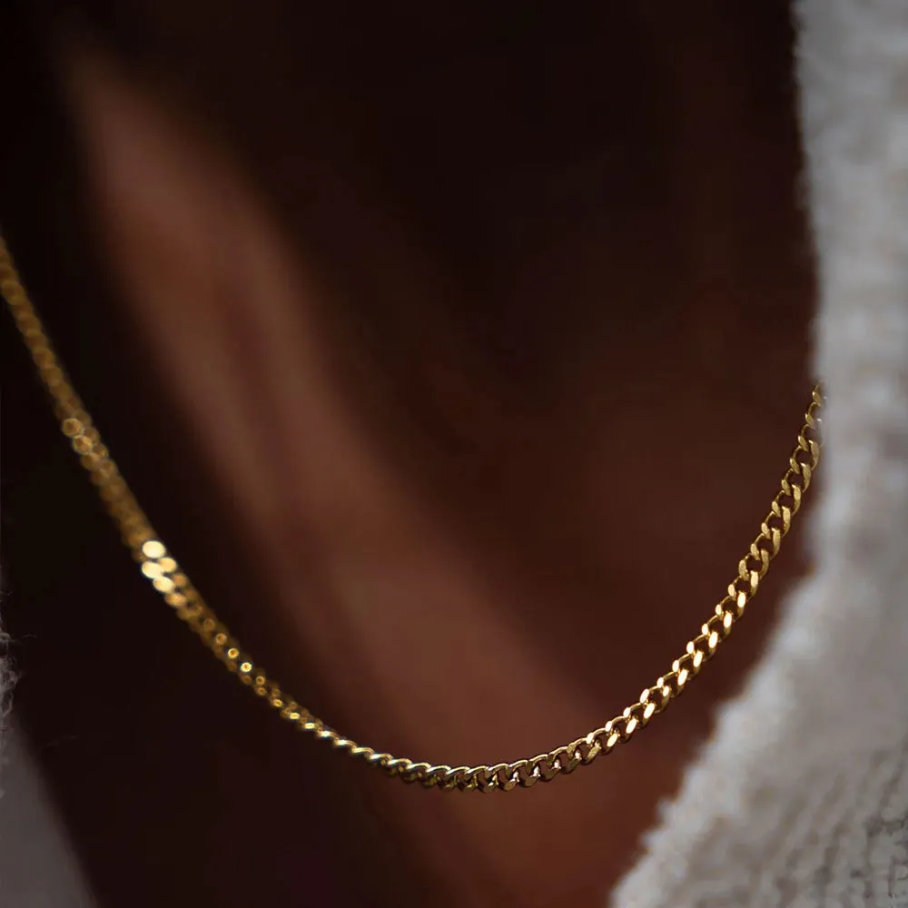 18K Gold Vergoldet Edelstahl Panzerkette Für Herren Damen Minimalistisch Dünne Halskette Hip Hop Schmuck Geschenk