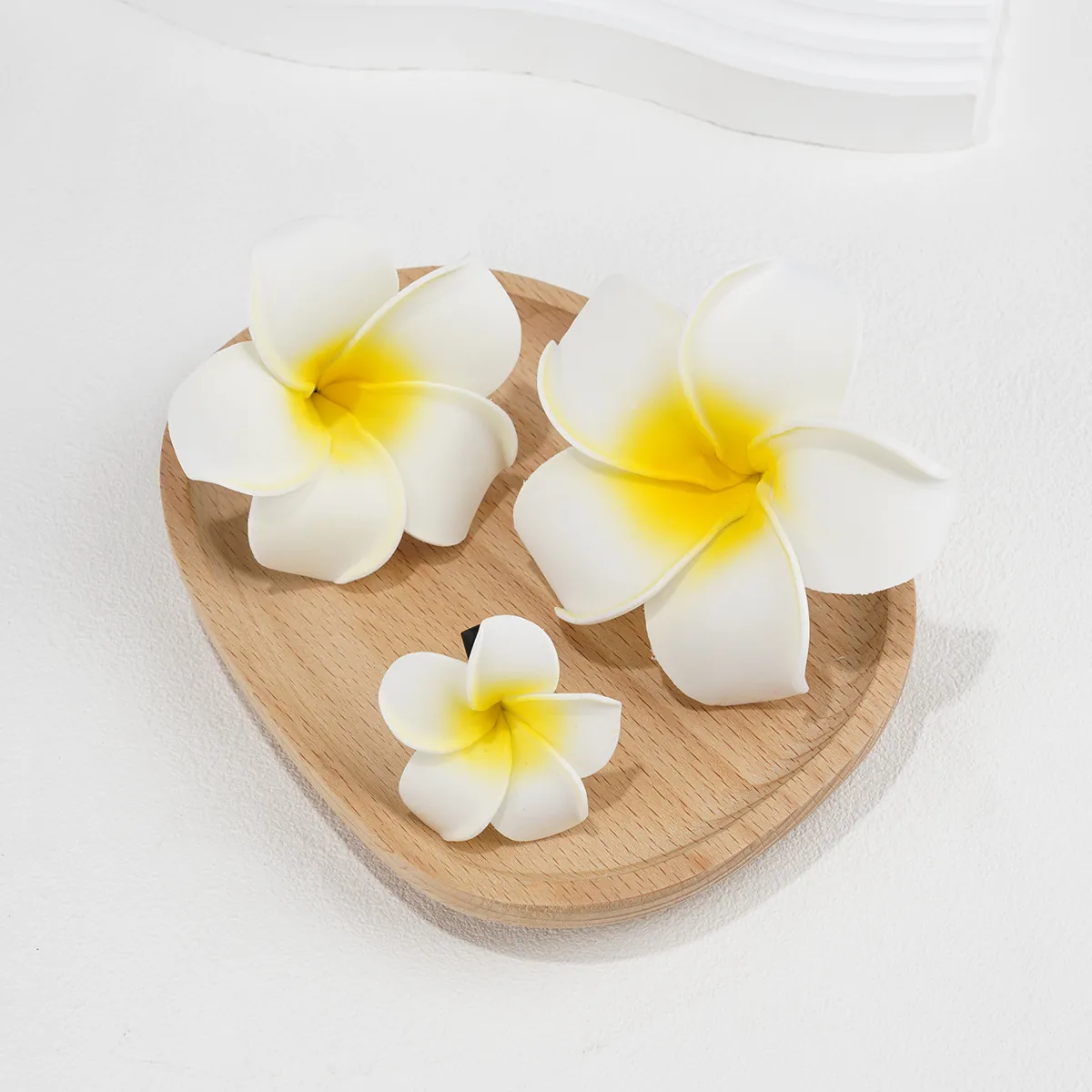Plumeria Flower Hair Clips Hawaiian Frangipani Foam Floral Duckbill Summer Beach Tropical Vacation Sweet Accessory Women