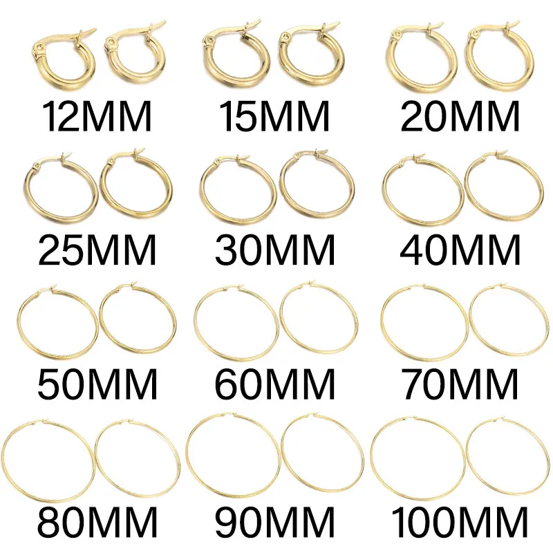 Orecchini A Cerchio In Acciaio Inossidabile Placcati Oro 18 Carati Tondi Cavi Gioielli Di Moda Minimalisti Per Donne