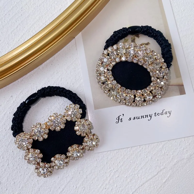 Rhinestone Hair Scrunchies Luxury Baroque Elastic Hair Ties Shiny Crystal Ponytail Holder Fashion Accessories For Women