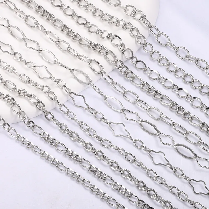 Stainless Steel DIY Jewelry Chains Oval Twist Spiral Metal For Necklace Bracelet Making Fashion Jewelry Crafting Supply