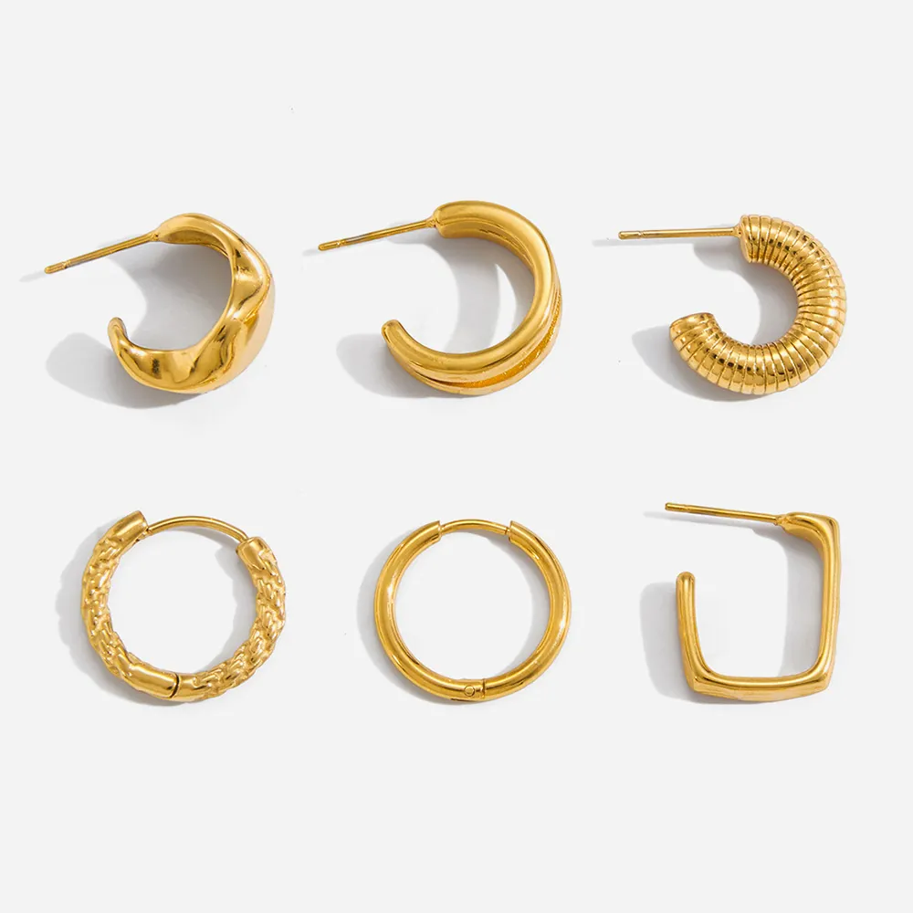 Edelstahl Creolen Vergoldet Wasserdicht Hypoallergen Geometrisch C Form Minimalistischer Modeschmuck Für Damen