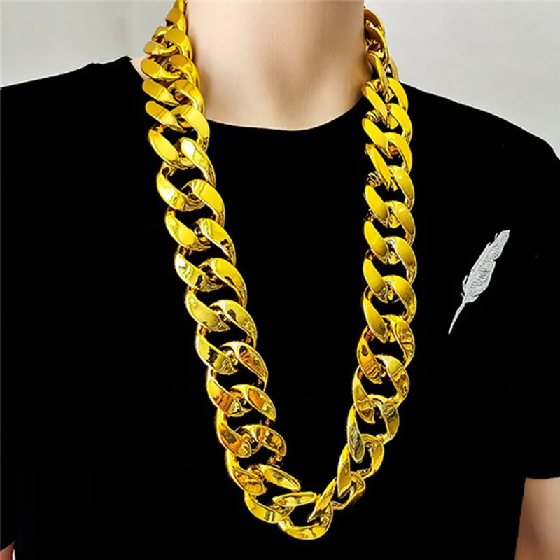 Grote Schakels Ketting Hip Hop Overdreven Punk Stijl Kunststof Hars Gepolijst Lichtgewicht Voor Feest Performance Kostuum