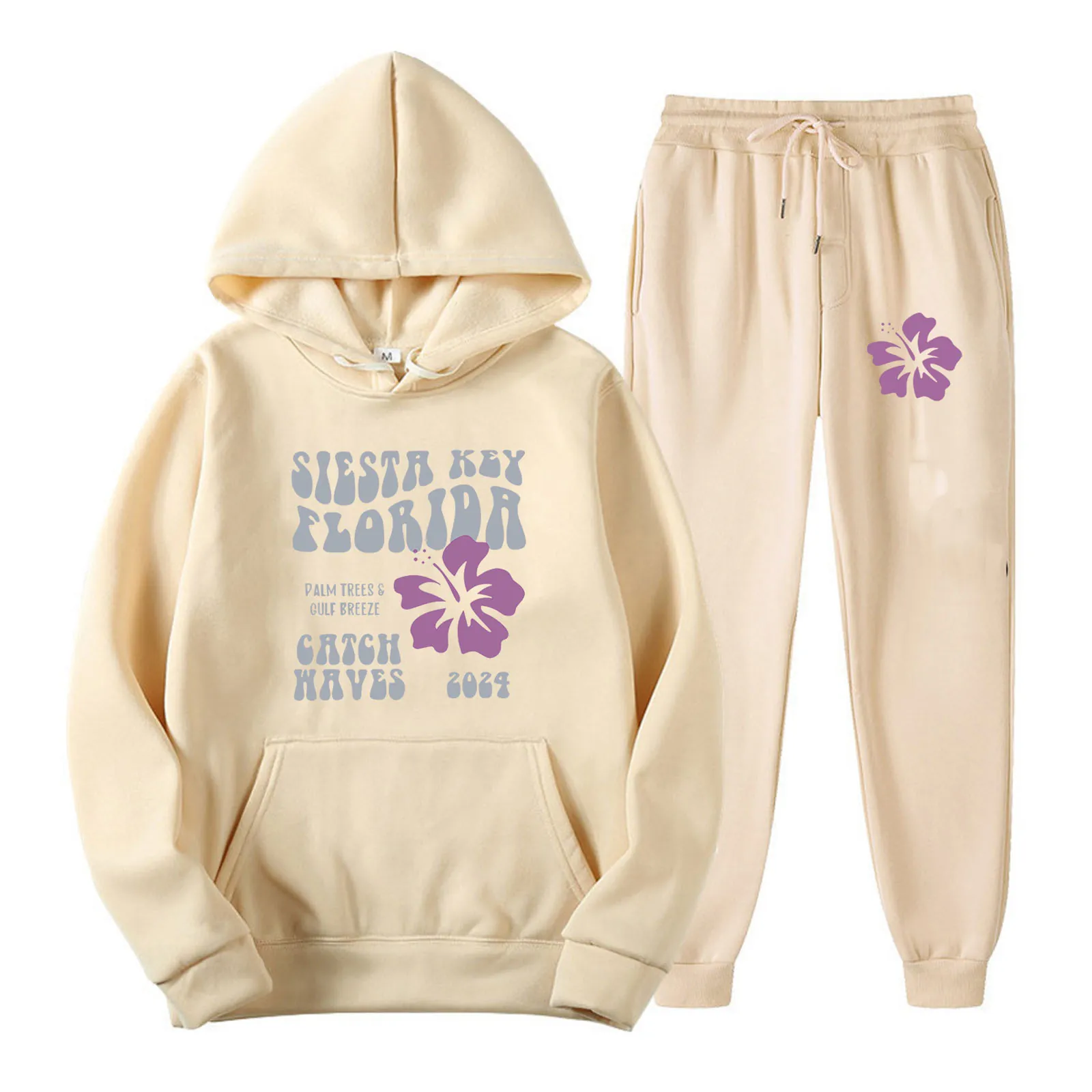 Ensemble Top Et Bottom Sweat à Capuche En Polaire Pour Homme Et Pantalon De Sport Avec Imprimé Floral Pour Le Sport
