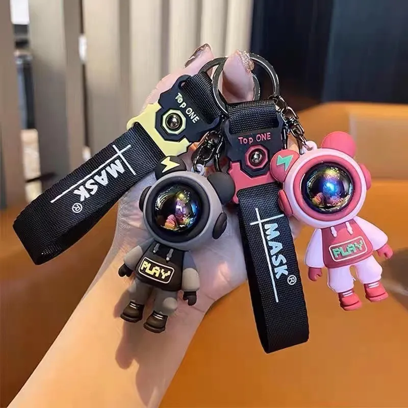 Astronaut Weltraum Bär Schlüsselanhänger Silikon Weichgummi Cartoon Taschenanhänger Auto Schlüsselring Trendiges Accessoire
