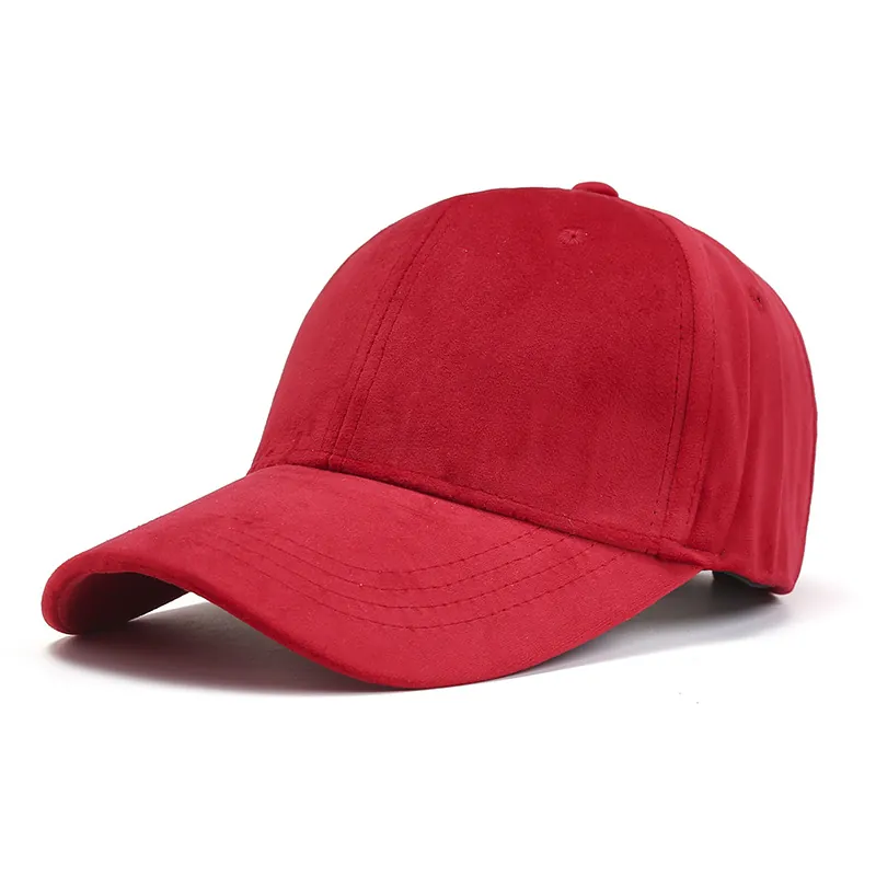 Unisex Suede Baseball Cap Solid Color Adjustable Faux Suede Dad Hat Curved Brim Sun Protection Outdoor Casual Headwear