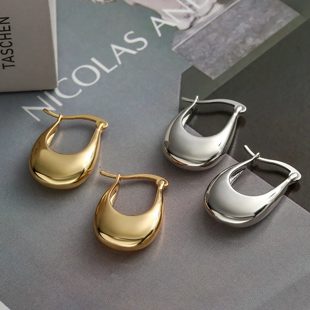 Orecchini A Cerchio Geometrici Irregolari In Rame Placcato Oro Minimalista Forma U Lisci Lucidi Gioielli Da Donna