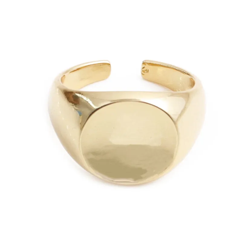 Bague Chevalière Ovale Dorée Minimaliste Pour Femme Ajustable Surface Lisse Bague Géométrique Bijoux En Cuivre