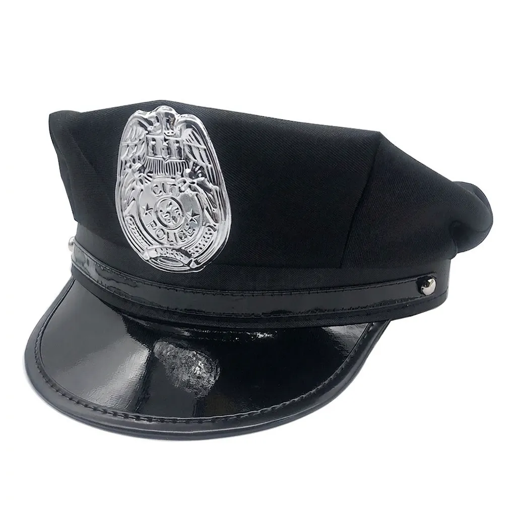 European American Style Police Hat For Women Men Black Blue Flat Top Octagonal Cap Halloween Cosplay Costume Accessories