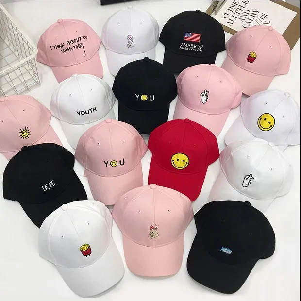 Casquette De Baseball En Coton Brodé Motif Lettre Chapeau Soleil Réglable Hip Hop Casual Streetwear