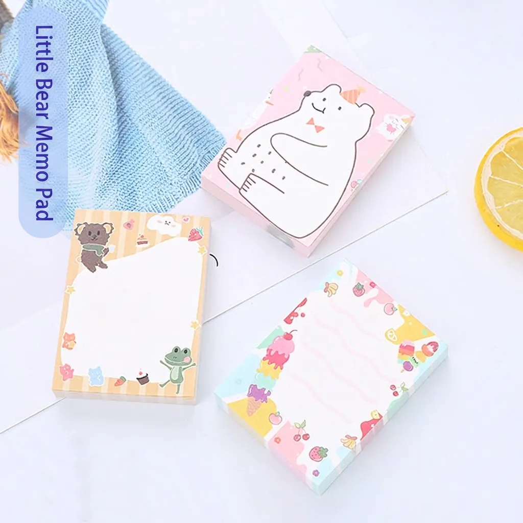 Blocco Note Orso Cartone Animato Carta Portatile Promemoria Messaggi Cancelleria Studenti Ufficio Scuola Forniture Regalo