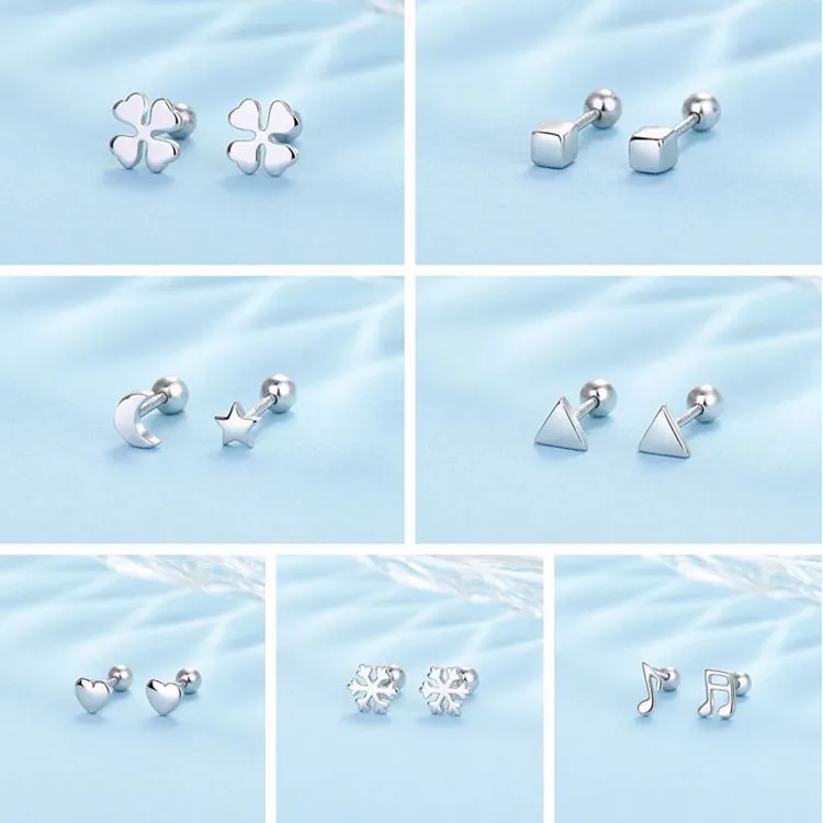 Minimalist Copper Stud Earrings With 925 Sterling Silver Post Heart Clover Star Moon Geometric Screw Back Earring For Women Men