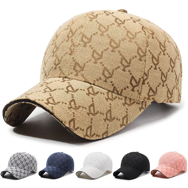 Jacquard Monogram Baseball Cap Retro Letter Pattern Sun Protection Adjustable Streetwear Hat Men Women