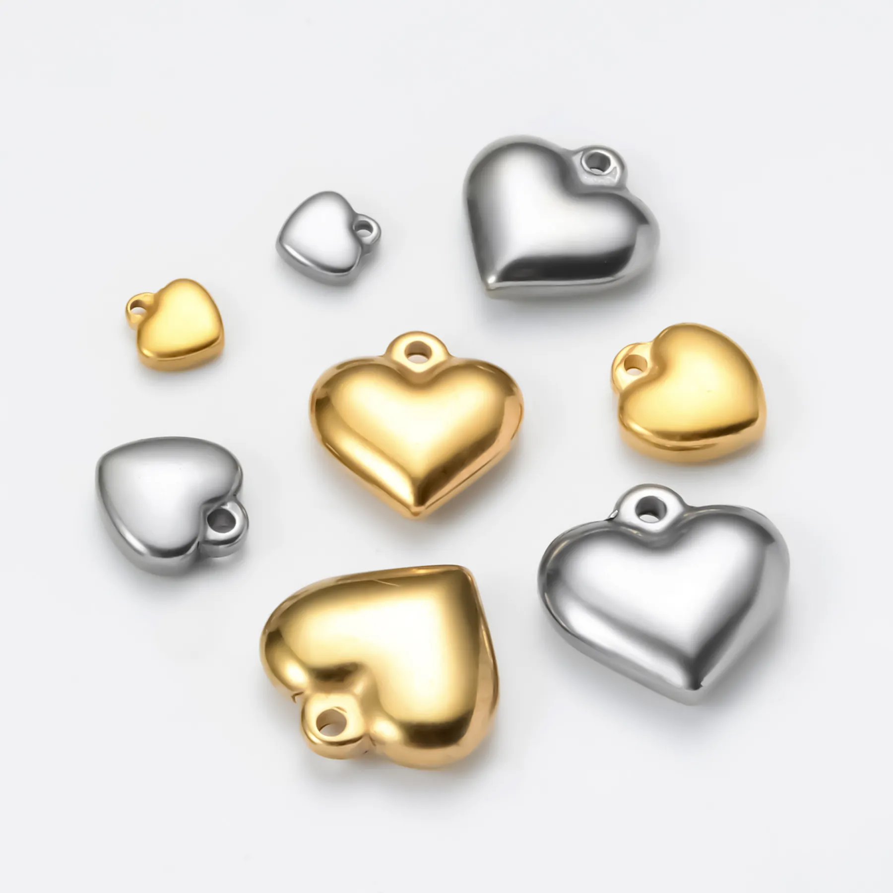 DIY Jewelry Making Stainless Steel Heart Pendants Solid Peach Heart Shape Charms For Handcrafted Necklaces Bracelets