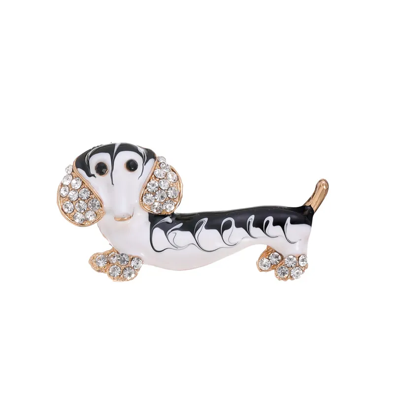 Dackel Hund Brosche Anstecknadel Legierung Emaille Bunte Modeschmuck Mit Strass Tierform Reversnadel Für Damen Und Herren