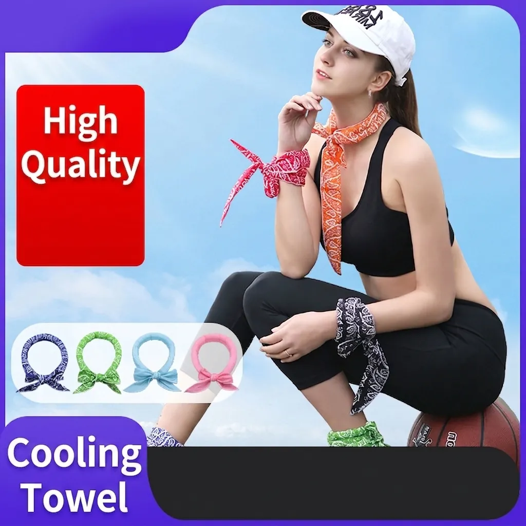 Écharpe Rafraîchissante Serviette Motif Paisley Coton Polyester Réutilisable Pour Activités Sportives De Plein Air Humain Animal
