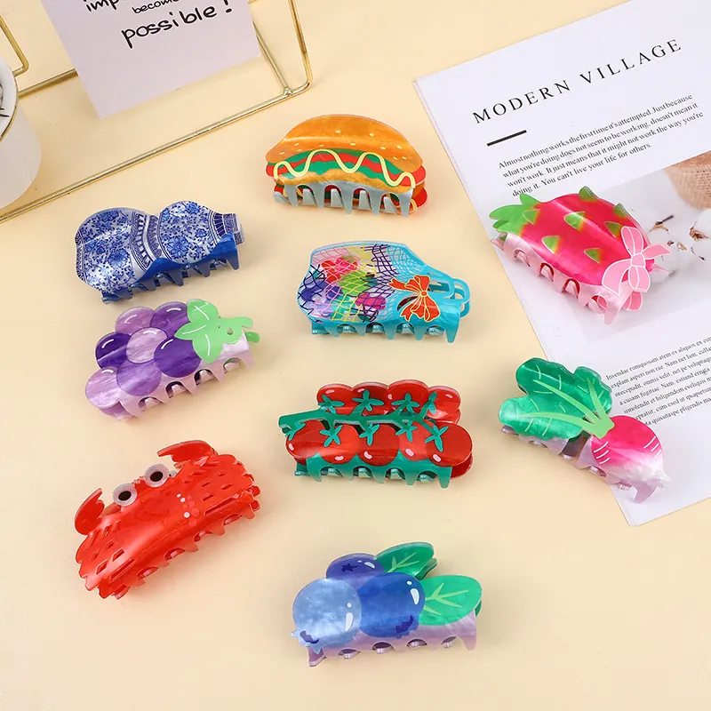Frucht Essen Form Haarklaue Clip Acetat Acryl Dopamin Stil Kreativ Starker Halt Kopfschmuck Für Frauen Mädchen